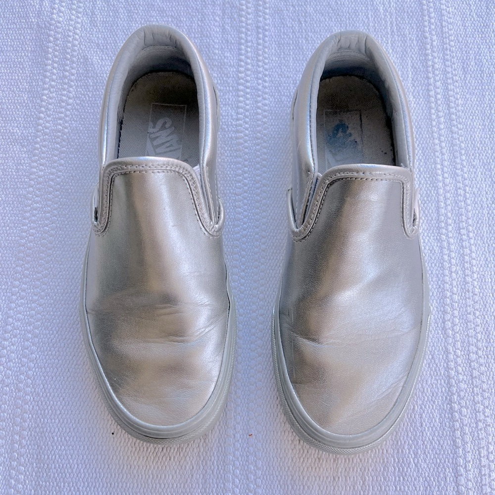 Vans Silver Slip-On Sneakers